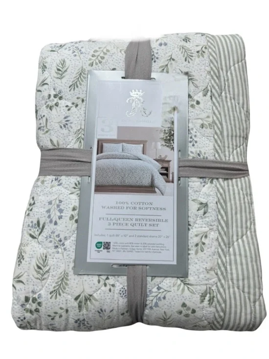 Rachel Ashwell Multicolor Floral Reversible Queen Cotton Quilt Set 88”x92” - Picture 1 of 3